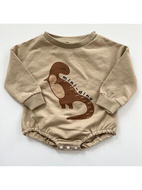 Mini‎ Dino Baby Bubble Romper in Tan